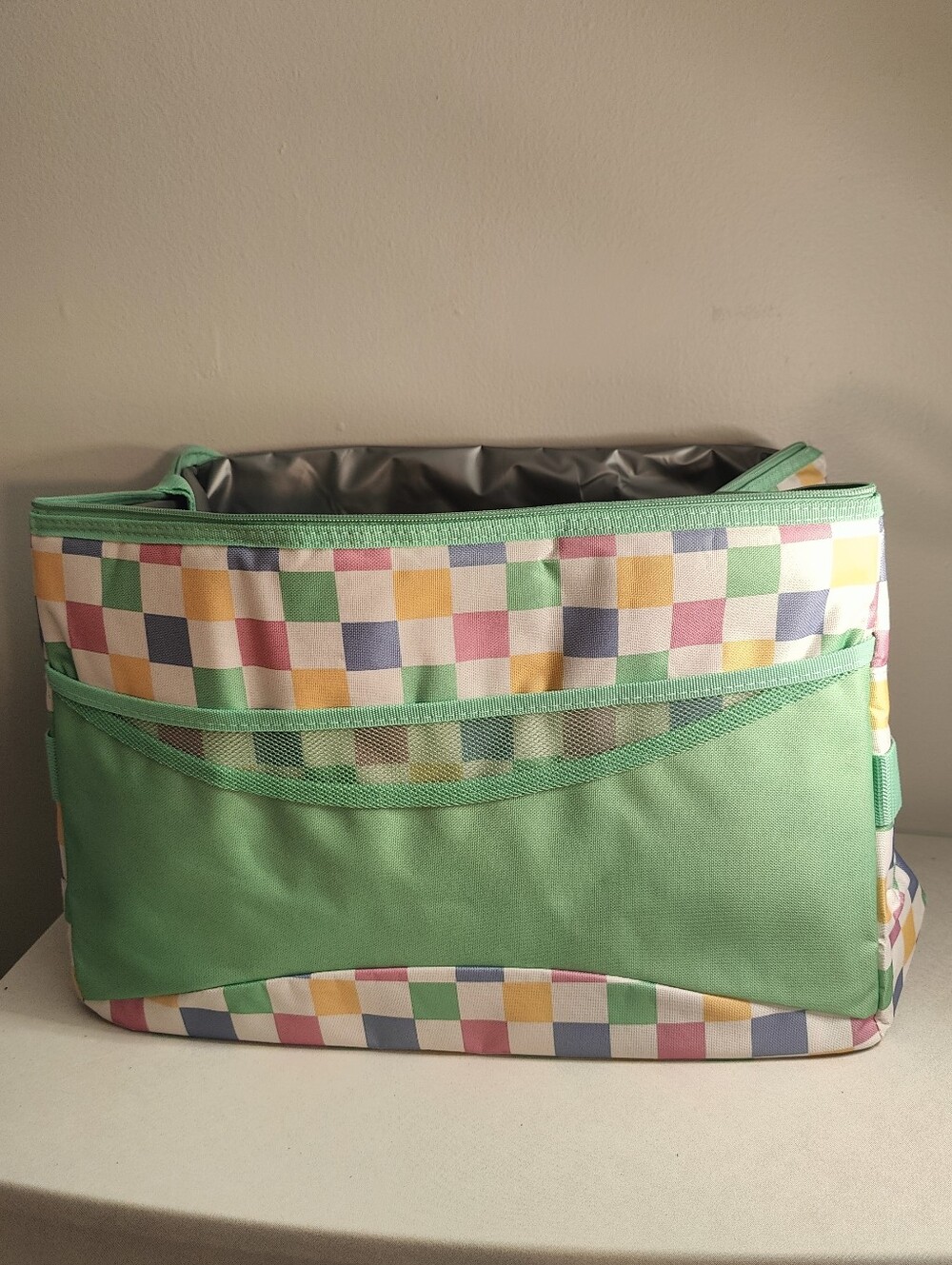 Green Fabric Storage Organizer Bag - Zippered Home Storage